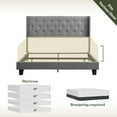 thumbnail image 5 of Lammaloe King Size Platform Bed Frame with Wingback Diamond Upholstered Headboard, Silver, King, 5 of 9