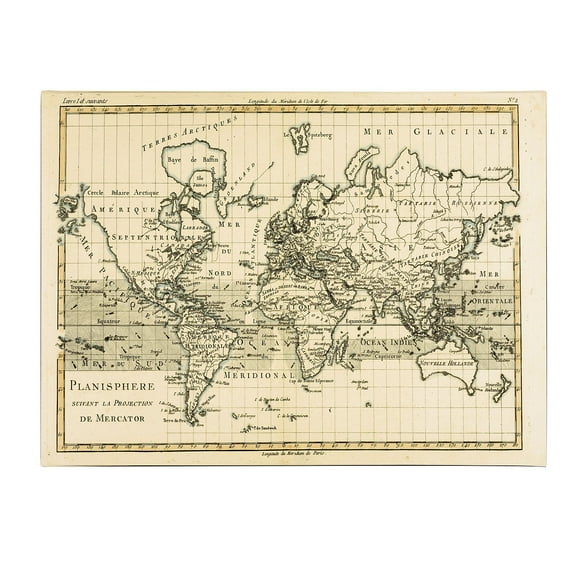 Trademark Art 'Mercator Map of the World' Canvas Art by Charles Bonne