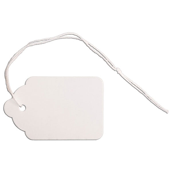 KC Store Fixtures Merchandise tag 6 with string, 11/4"x17/8" white