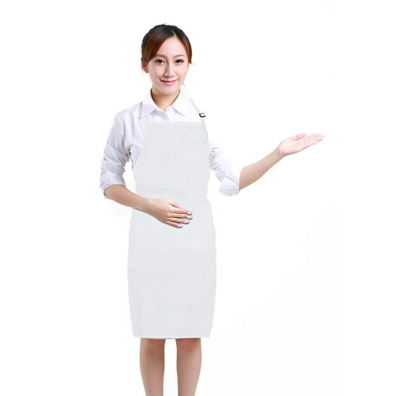 SASABAXI 1Pcs Adjustable Work Apron in White for Adults 23.6x33.5in