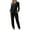 Black, variant on Mrat Women Rompers Summer Trendy Women Casual Pocket Solid Color Jumpsuits Hooded Zipper Long Sleeve Leg Pant Office Pants for Women S-8 Black M