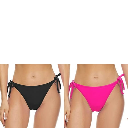 Wijhcboe 2 Pack Women Swim Bottoms for Women plus Size Vintage Print Low Waist Brazilian Bikini Bottom Swimwear Briefs Beachwear Brazilian Bikini Bottom Side Tie Thong Bathing Girls Swim Pants 10 Sw