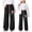 Black, variant on YUEHUA Kid Girls' Sweatpants Wide Leg Bow Tie Print Drawstring Casual Kids Joggers Open Bottom Loose Solid Teen Pants with Pockets, 8-9 Years