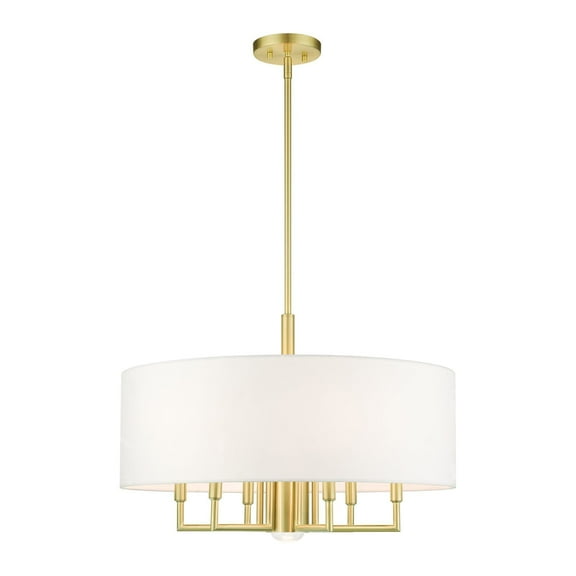 49376-12 Livex Lighting Meridian - 7 Light Pendant in Modern Style - 24 Inches wide by 18.5 Inches high-Satin Brass Finish    -Traditional