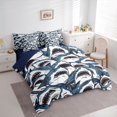 thumbnail image 2 of Feelyou Cartoon Ink Shark Twin Bedding Sets for Men Boys, Line Art Animal Bedding Comforter Set, Blue White, Blue Reversible, 7pcs, 2 of 7