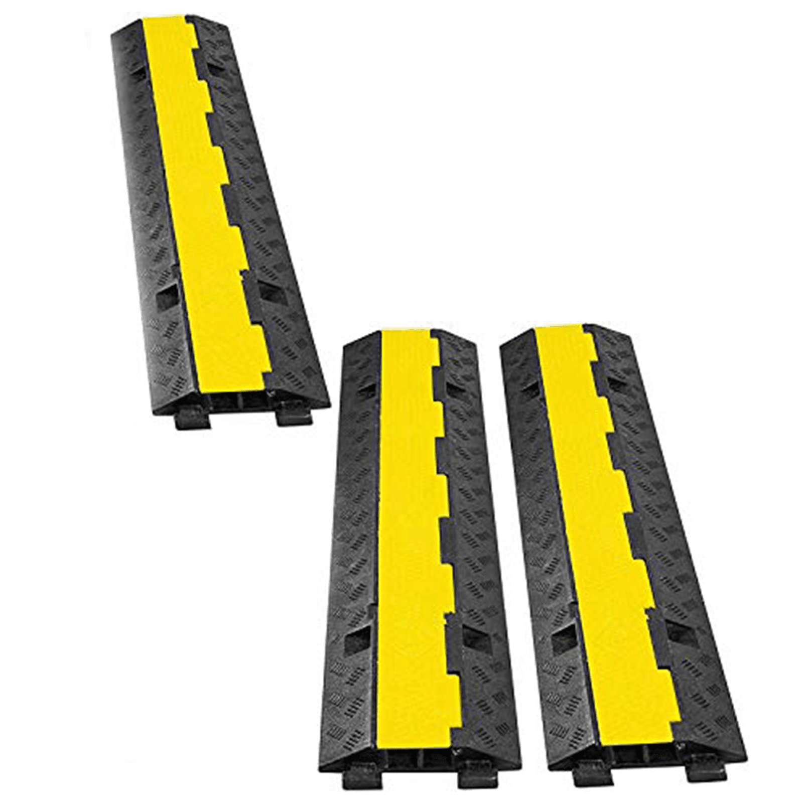 TECSPACE 3 Pack of 2-Channel Traffic Speed Bump Heavy Duty Rubber Cable ...
