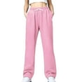 thumbnail image 5 of VOONCAS Women's 2XL Pink Casual Pants - 100% Polyester Wide Leg, Elastic Drawstring Waist, Side Pockets, Breathable Comfort for Daily Wear/Outings, Walmart Style, 5 of 5