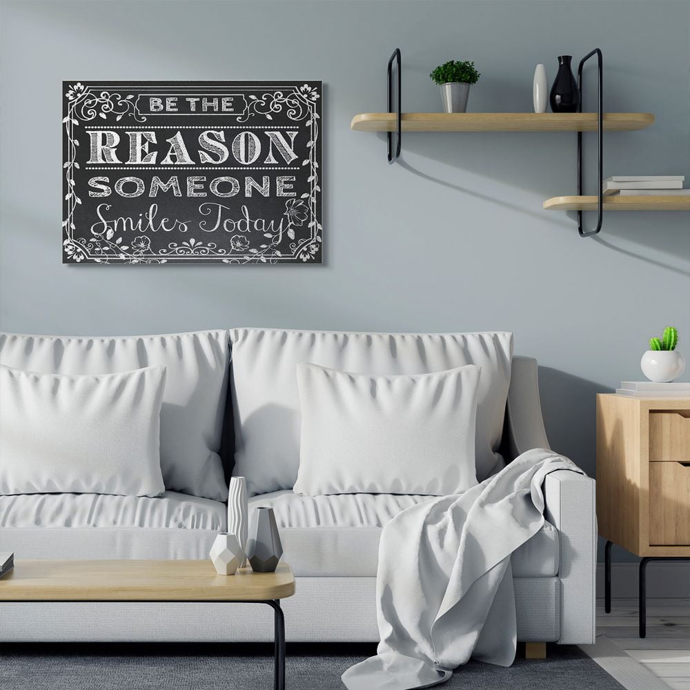 Stupell Industries Black and White Inspirational Word Chalk Drawing Design Canvas Wall Art by ALI Chris