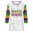 thumbnail image 4 of BOOMILK Mardi Gras Shirts for Women 3/4 Sleeve Round Neck Carnival Graphic Tees Summer T Shirt, 4 of 4