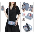 thumbnail image 5 of Compatible with iPhone 14 Pro Max Crossbody Wallet Purse Phone Case, Detachable Magnetic, RFID Blocking Card Holder, Zipper Leather Wallet Wrist Lanyard Strap Case for Women, Grey, 5 of 15