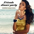thumbnail image 5 of Women's Sparkly Sequin Crop Tops Strapless Metallic Tube Tops with Metal Mesh Drop Dangle Earrings for Party Clubwear, 5 of 7