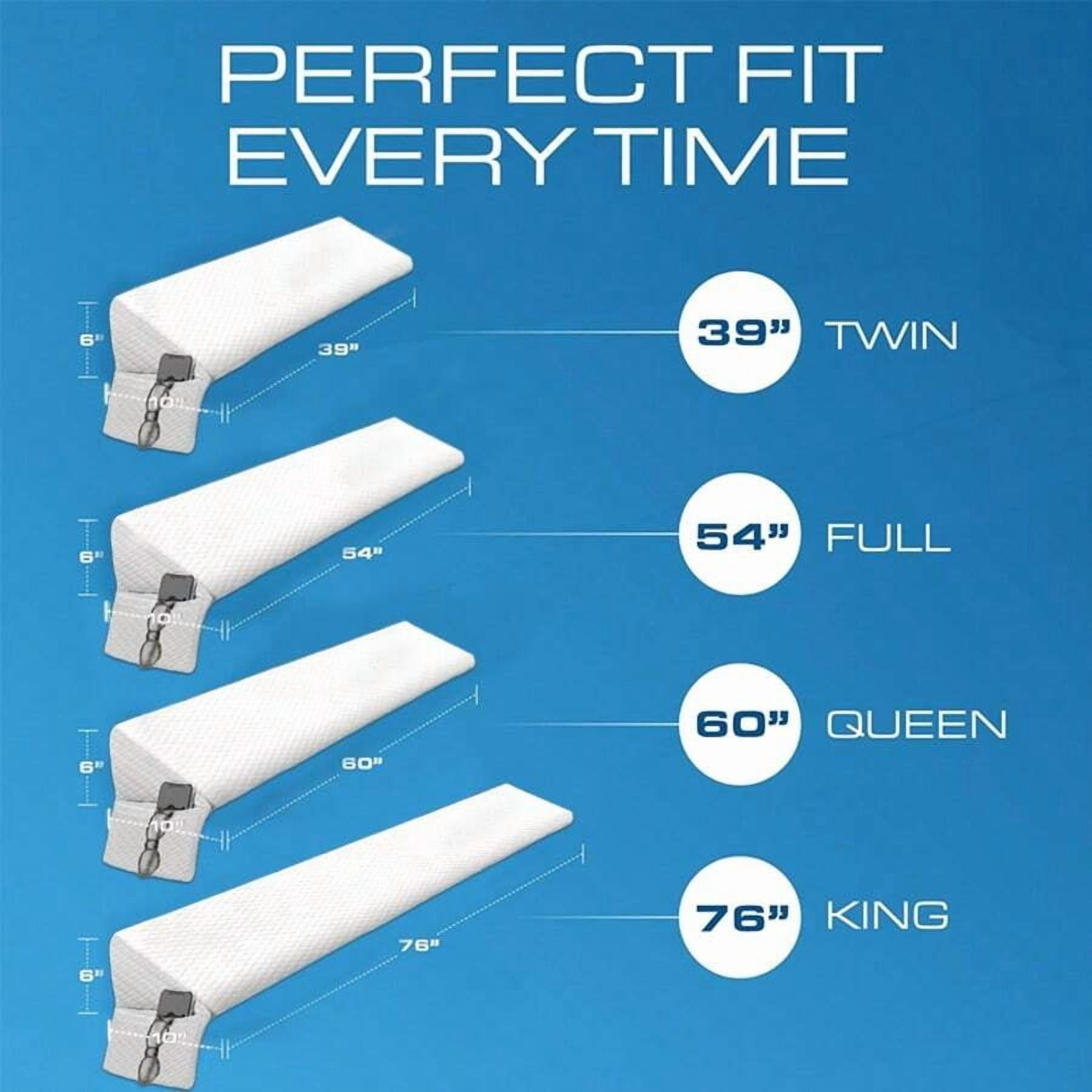 1 Piece Queen Size Bed Wedge Pillow - Foldable -Filled Adjustable Mattress Wedge (0-7" Height) | Gap Filler & Headboard Cushion, Gray Bed Wedge For Queen Beds, Spinal Alignment Aid, Fits Single/