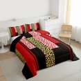 thumbnail image 3 of Homewish Modern Geometric Full Size Comforter Sets,Gold Cheetah Print Bedding Comforter Set,Red Zebra Stripes Bedding Sets For Adults,Microfiber Bedroom Decor Reversible,3-Piece, 3 of 8
