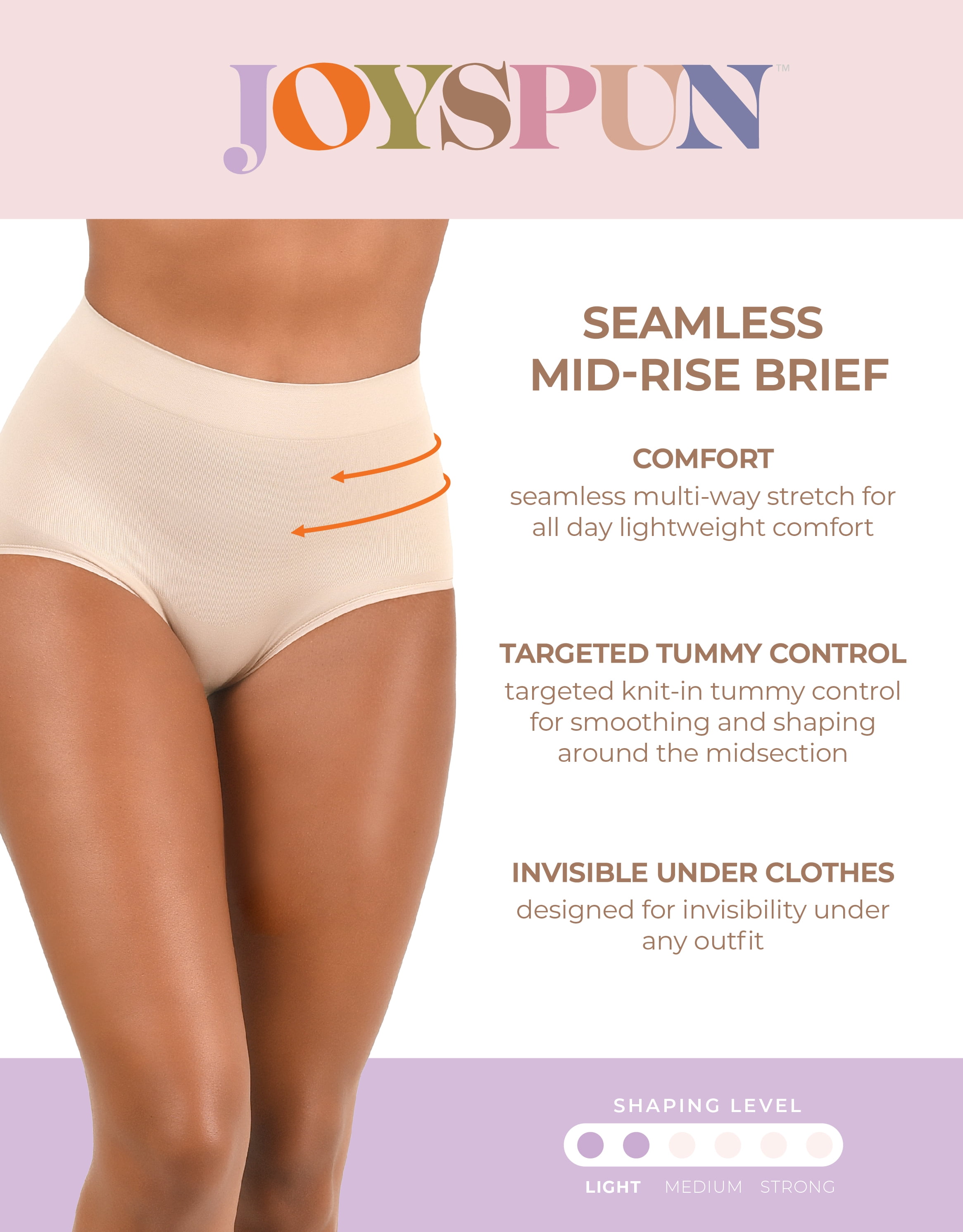 Joyspun Women's Seamless Mid-Rise Shaping Brief, Sizes S to XXXL
