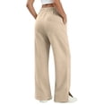 thumbnail image 5 of Women's High Waist Drawstring Casual Wide Leg Pants With Split Hem And Pockets, 5 of 7