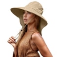 thumbnail image 5 of Xijirk Sun Hat with Oversized Curved Brim and Rear Neck Cover Area for Outdoor Gardening Casual Outing Daily Walk for Adult Fixed Chin Strap Sun Head Accessory,Khaki,One Size, 5 of 5