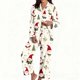 thumbnail image 2 of Puyaiuu Women 2 Piece Christmas Satin Pajama Set Cute Print Long Shirt Loose Shorts Matching Set Loungewear Gift, 2 of 5
