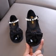 thumbnail image 2 of Xfvqtps Girls Mary Jane Shoes Flats Bow Pearl Hook and Loop Strap Thick Soft Sole Spring Summer Casual Princess Shoes, 2 of 9