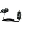 Gomadic Intelligent Compact Car / Auto DC Charger suitable for the Panasonic HDC-SD40 Camcorder - 2A / 10W power at half the size. Uses Gomadic TipExc