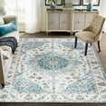 thumbnail image 4 of ReaLife Machine Washable Rug - Stain Resistant, Non-Shed - Eco-Friendly, Padded, Family & Pet Friendly - Premium Recycled Fibers - Distressed Vintage Medallion - Ivory Blue, 5' x 7', 4 of 5