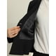 thumbnail image 5 of Blazer corto de oficina de trabajo con dobladillo con volantes y manga larga con solapa vintage para mujer Negro XS, 5 of 6