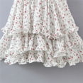 thumbnail image 5 of Vintage Spring Summer Chic Floral Print Lace Square Neck Cute Cake Cascading Ruffled Strap Mini Dress Woman New-as picture-S, 5 of 6