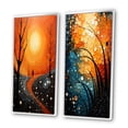 thumbnail image 3 of Designart "Orange Tree Aerial Dance painting" Trees Framed Wall Art Set Of 2 - Orange Landscapes Frame Gallery Set For Office Decor, 3 of 6