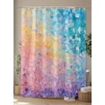 thumbnail image 4 of Green Yellow Pink Shower Curtain, Texture Sense Turquoise Oil Painting Abstract Waterproof Shower Curtain Set with 12 Hooks Lightweight Washable Fabric Shower Curtains for Bathroom 72x72 Inches, 4 of 6