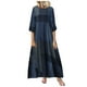 thumbnail image 2 of Puntoco Vestido Largo De Verano Para Mujer, Vestido Informal De Manga Tres Cuartos Con Estampado A Cuadros, Vestido De Talla Grande, Vestido De Manga Corta Con Cuello Redondo, Azul Oscuro L, 2 of 8