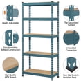 thumbnail image 2 of Yaheetech 2 Pieces of 5 Tiers Boltless Storage Shelf Goods Rack for Home Warehouse, Neptune Blue, 2 of 8