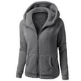 thumbnail image 2 of SBYOJLPB Women's Solid Color Hooded Sweater Coat Warm Zip Up Winter Jacket with Pockets Long Sleeve Outerwear Cozy Fleece Lined Coat, 2 of 6