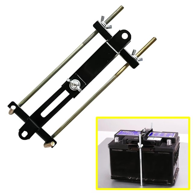 HUGFEGWE Premium Adjustable Battery Hold Down, Universal Crossbar Battery Hold Down Kit, Universal Adjustable Battery Crossbar with J-Shaped Stabilizing Hook Kit (Bolt Length 10inches / U2536-21464