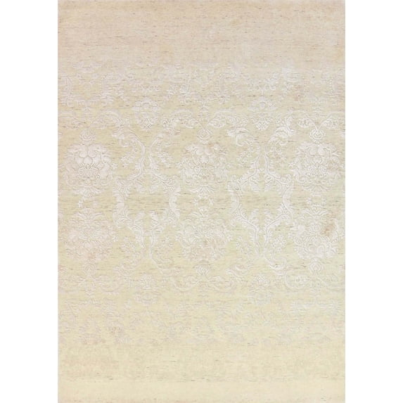 Ahgly Company Indoor Rectangle Mid-Century Modern Light Gold Gold Solid Area Rugs, 2' x 4'