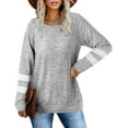 thumbnail image 2 of T-Shirts Décontractés à Manches Longues Rayés pour Femmes, Col Rond, Hauts Unis, Blouse Ample de Loisirs, 2 of 4
