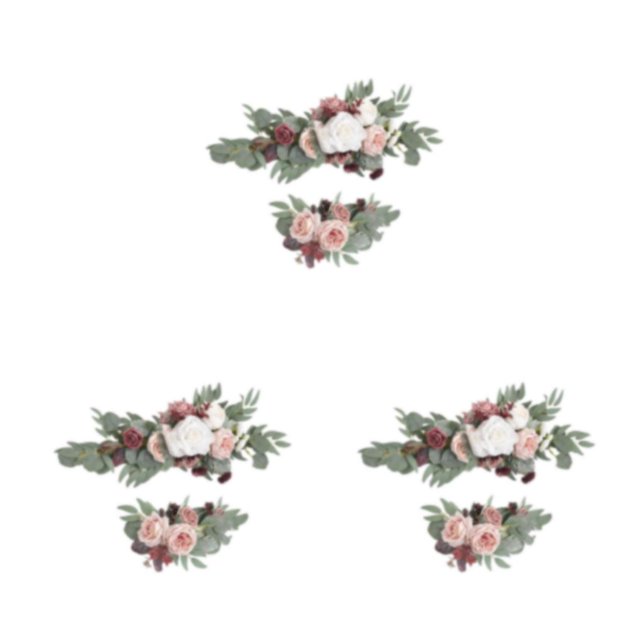 Ounissouiy Flor artificial Swag Hojas verdes colgando para telón de fondo Fiesta Boda Coche Blanco Rosa Púrpura Type1 NO1