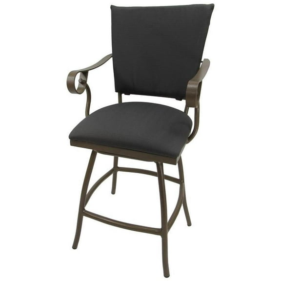 Outdoor Swivel Counter Stool 26" Seat - Jenna - Dark Gray Fabric - Black