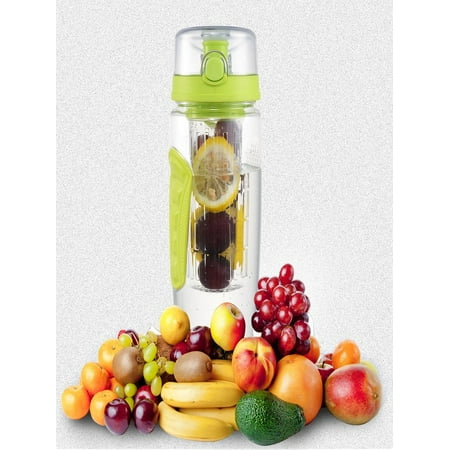 With Lid Infuser - Ainfox 32oz/1000ml Fruit Infuser Water Bottle Health Outdoor Portable Sports Lemon Cup BPA-Free Flip Lid Leak Proof(Green)