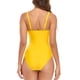 thumbnail image 4 of Traje de baño Cintura ajustada Vendaje Cuello en V Chaleco con cordón Sin mangas Traje de baño encantador para mujer Amarillo XL, 4 of 6