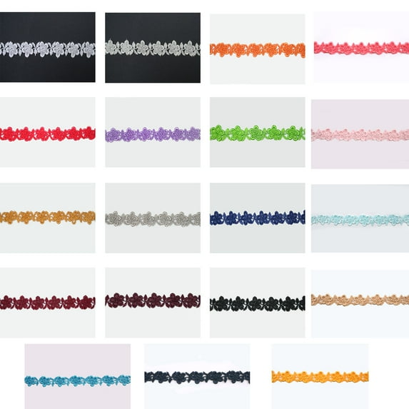 3/4" Orange Gold Lime Black 19 Colors Floral Venice Lace Trim Guipure By Yardage