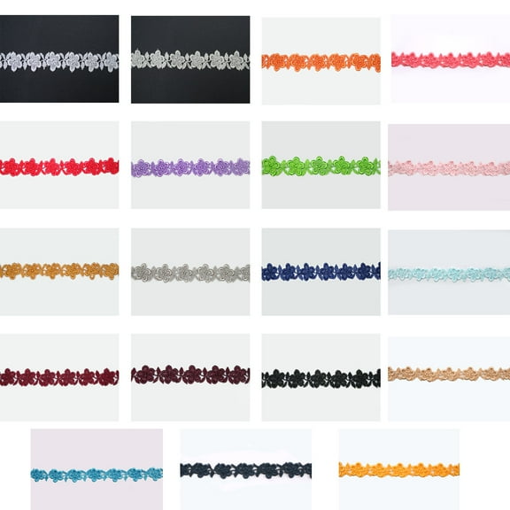 3/4" Orange Gold Lime Black 19 Colors Floral Venice Lace Trim Guipure By Yardage