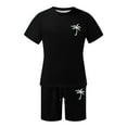 thumbnail image 4 of Conjunto de Sudadores de Hombres Impresión Casual Deportes de Manga Corta Cuello Redondo, Traje de Deporte de 2 Piezas con Pantalones de Corredores de Cintura Elástica, 4 of 4
