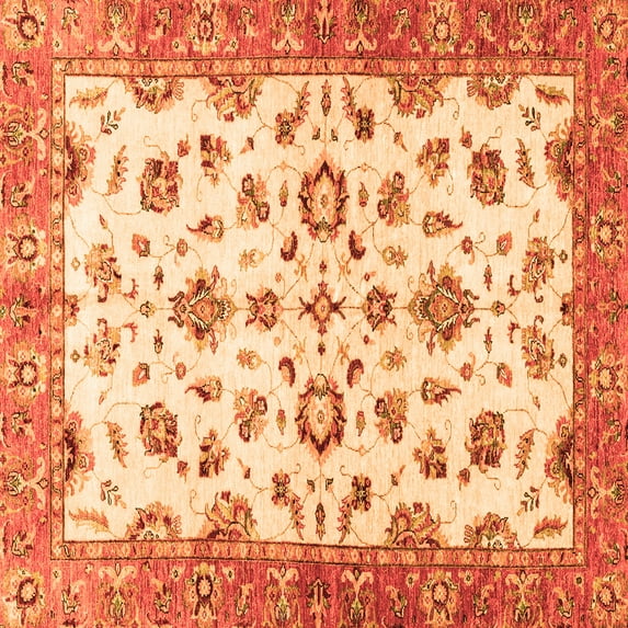 Ahgly Company Indoor Square Oriental Orange Traditional Area Rugs, 6' Square
