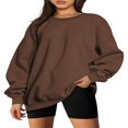 thumbnail image 1 of Women Sweatshirt  Long Sleeve Crew Neck Solid Loose Fall Pullover Tops for Casual Daily Gray S, 1 of 4