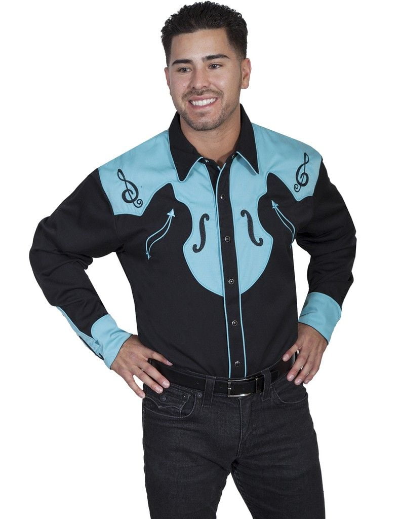 Scully Western Shirt Mens Long Sleeve Guitar Two Tone Snap P767