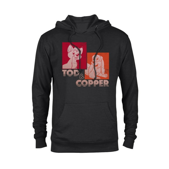 Disney The Fox and the Hound Tod & Copper Retro - Pullover Hoodie for Adults -Customized-Black