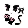 thumbnail image 2 of Disfraz de gato con orejas y cola para adultos y niños, ideal como disfraz de Halloween Negro con corbata, 2 of 9
