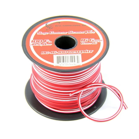 16 Gauge Red with White Stripe Tracer Wire - 100'