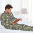 thumbnail image 4 of Mens Pajamas Set, Asparagus funny Print Button Down Long Sleeve Loungewear Sleepwear Pjs sets for Men, 4 of 5