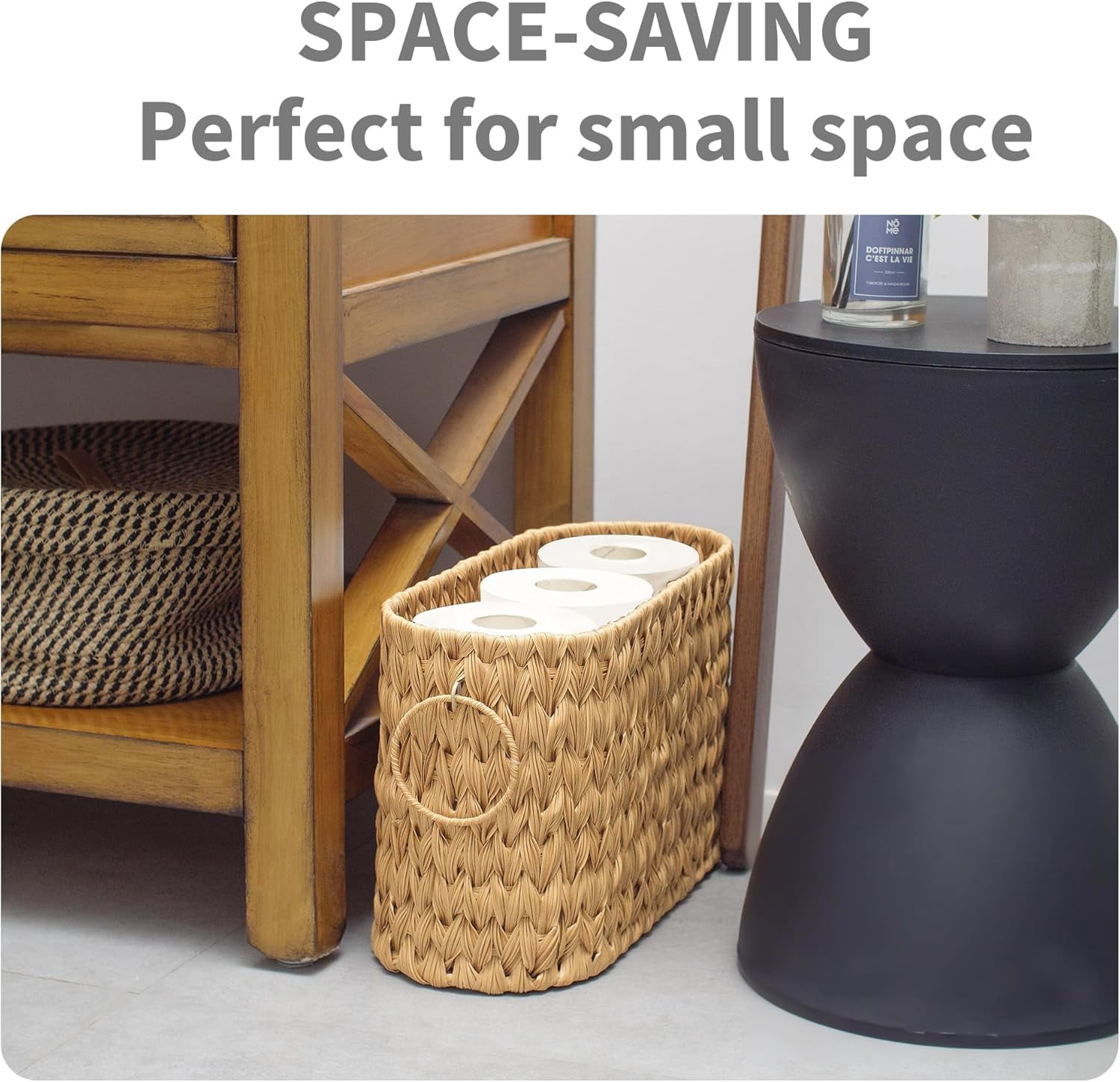Toilet Paper Storage, Toilet Paper Basket for Bathroom, Toilet Paper Organizer for 6 Mega Rolls, Toilet Paper Holder Free Standing, Wicker Basket for Bathroom Storage