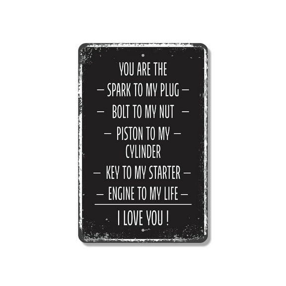 You Are the Spark to My Plug 8 Inch x 12 Inch Novelty Plastic Sign Love You Fully Charged Durable Weatherproof Perfect for Garages Man Caves Bedrooms Fun Gift for Gearheads Couples